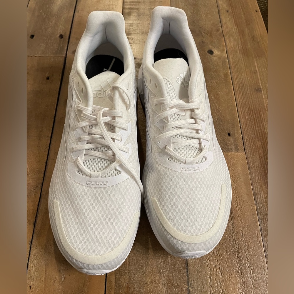 White mens adidas running sneakers